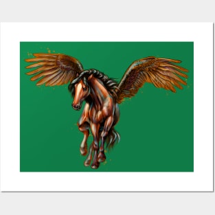 Pegasus mythical winged horse Posters and Art